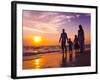 Family Walking on the Beach at Sunset-Rawpixel-Framed Photographic Print