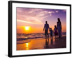 Family Walking on the Beach at Sunset-Rawpixel-Framed Photographic Print