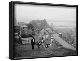 Family Walks on the Heights of Quebec City, Le Chateau Frontenac in the Background, 1910-null-Framed Art Print