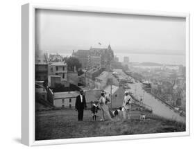 Family Walks on the Heights of Quebec City, Le Chateau Frontenac in the Background, 1910-null-Framed Art Print