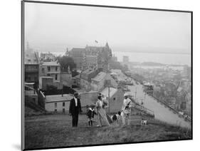 Family Walks on the Heights of Quebec City, Le Chateau Frontenac in the Background, 1910-null-Mounted Art Print