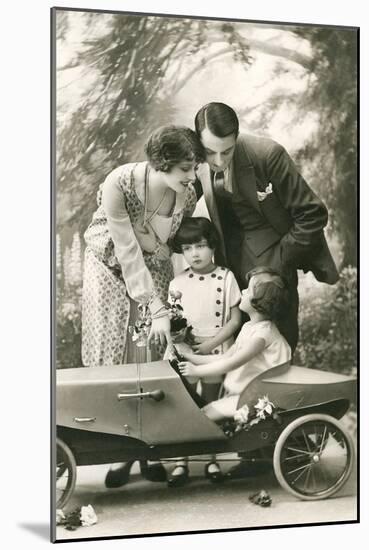 Family with Soap Box Racer-null-Mounted Art Print