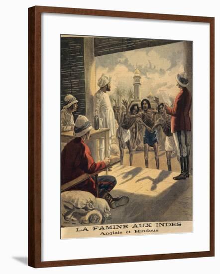 Famine, Hindu Men in Front of the British, 1897 from Petit Journal-null-Framed Giclee Print