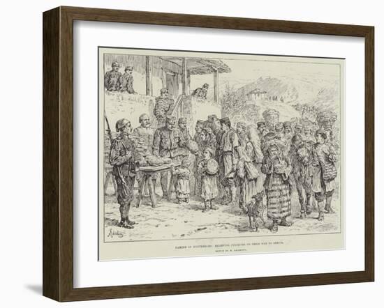 Famine in Montenegro, Relieving Fugitives on their Way to Servia-Johann Nepomuk Schonberg-Framed Giclee Print