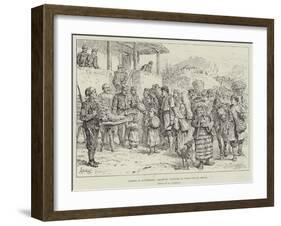 Famine in Montenegro, Relieving Fugitives on their Way to Servia-Johann Nepomuk Schonberg-Framed Giclee Print