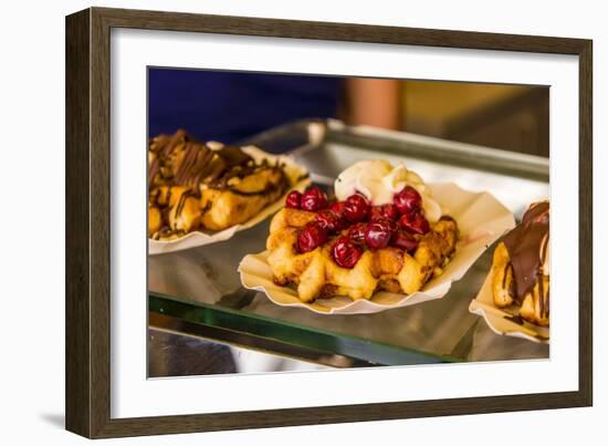 Famous Belgian waffles, Bruges, West Flanders, Belgium.-Michael DeFreitas-Framed Photographic Print