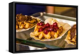 Famous Belgian waffles, Bruges, West Flanders, Belgium.-Michael DeFreitas-Framed Stretched Canvas