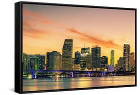 Famous City of Miami, Summer Sunset-prochasson-Framed Stretched Canvas