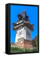 Famous Clock Tower (Uhrturm) in Graz, Styria, Austria-Zechal-Framed Stretched Canvas