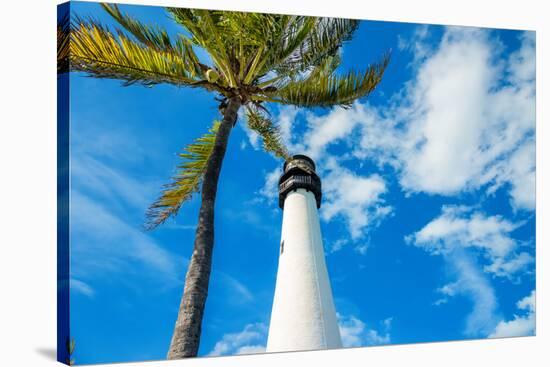 Famous Lighthouse at Cape Florida in the South End of Key Biscayne , Miami-Kamira-Stretched Canvas