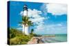 Famous Lighthouse at Cape Florida in the South End of Key Biscayne , Miami-Kamira-Stretched Canvas