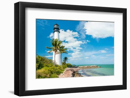 Famous Lighthouse at Cape Florida in the South End of Key Biscayne , Miami-Kamira-Framed Photographic Print