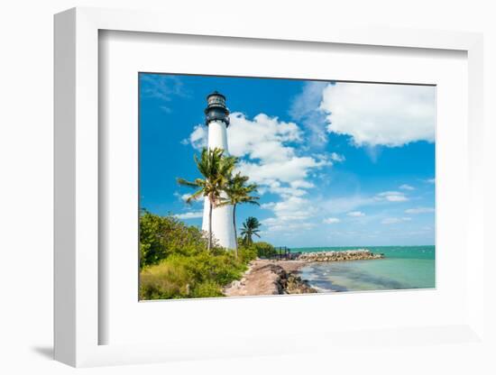 Famous Lighthouse at Cape Florida in the South End of Key Biscayne , Miami-Kamira-Framed Photographic Print