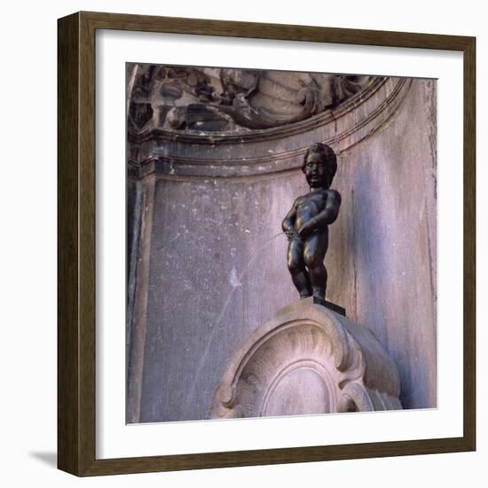 Famous Manneken Pis Statue in Brussels, Belgium, Europe-Roy Rainford-Framed Photographic Print