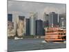 Famous Orange Staten Island Ferry Approaches Lower Manhattan, New York-John Woodworth-Mounted Photographic Print