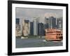 Famous Orange Staten Island Ferry Approaches Lower Manhattan, New York-John Woodworth-Framed Photographic Print