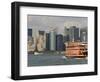 Famous Orange Staten Island Ferry Approaches Lower Manhattan, New York-John Woodworth-Framed Photographic Print