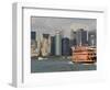 Famous Orange Staten Island Ferry Approaches Lower Manhattan, New York-John Woodworth-Framed Photographic Print