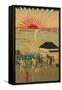 Famous Places in Tokyo: Real View of Takanawa No.2 Featuring the Rising Sun-Ando Hiroshige-Framed Stretched Canvas