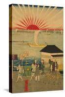 Famous Places in Tokyo: Real View of Takanawa No.2 Featuring the Rising Sun-Ando Hiroshige-Stretched Canvas