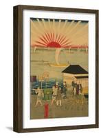 Famous Places in Tokyo: Real View of Takanawa No.2 Featuring the Rising Sun-Ando Hiroshige-Framed Art Print