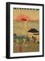 Famous Places in Tokyo: Real View of Takanawa No.2 Featuring the Rising Sun-Ando Hiroshige-Framed Art Print