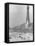 Famous Radar Tower Used During the War on Sparsely Crowded Beach-Ian Smith-Framed Stretched Canvas