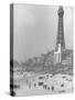 Famous Radar Tower Used During the War on Sparsely Crowded Beach-Ian Smith-Stretched Canvas