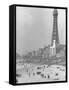 Famous Radar Tower Used During the War on Sparsely Crowded Beach-Ian Smith-Framed Stretched Canvas