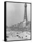 Famous Radar Tower Used During the War on Sparsely Crowded Beach-Ian Smith-Framed Stretched Canvas