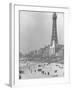 Famous Radar Tower Used During the War on Sparsely Crowded Beach-Ian Smith-Framed Photographic Print