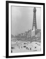 Famous Radar Tower Used During the War on Sparsely Crowded Beach-Ian Smith-Framed Photographic Print