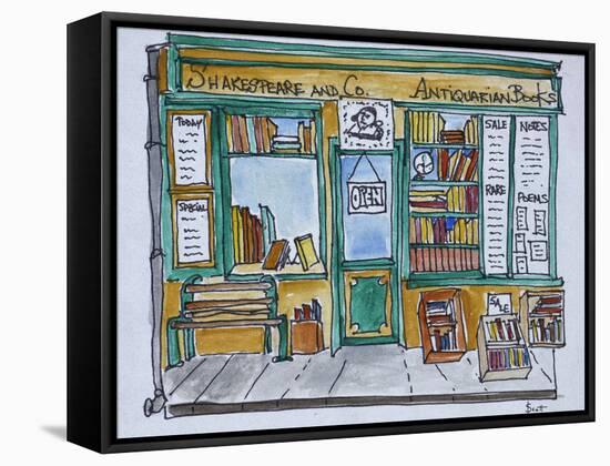 Famous Shakespeare and Co. bookstore along the Seine, Paris, France-Richard Lawrence-Framed Stretched Canvas