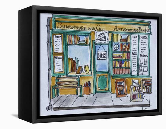 Famous Shakespeare and Co. bookstore along the Seine, Paris, France-Richard Lawrence-Framed Stretched Canvas