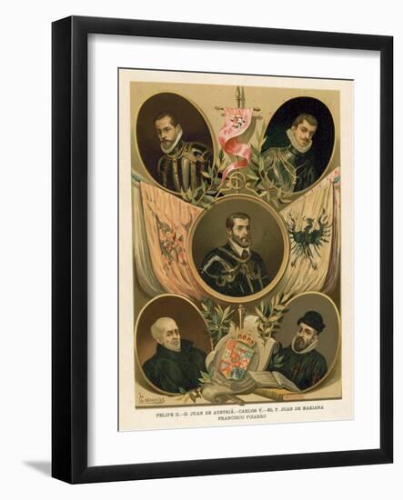 Famous Spanish Historical Figures of the 16th Century-null-Framed Giclee Print