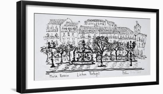 Famous town square Placa Rossio, Lisbon, Portugal-Richard Lawrence-Framed Photographic Print