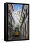 Famous Tram 28 Going Through the Old Quarter of Alfama, Lisbon, Portugal, Europe-Michael Runkel-Framed Stretched Canvas