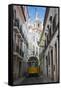 Famous Tram 28 Going Through the Old Quarter of Alfama, Lisbon, Portugal, Europe-Michael Runkel-Framed Stretched Canvas