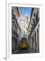 Famous Tram 28 Going Through the Old Quarter of Alfama, Lisbon, Portugal, Europe-Michael Runkel-Framed Photographic Print