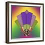 Fan 3 Background 1-Art Deco Designs-Framed Giclee Print