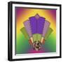 Fan 3 Background 1-Art Deco Designs-Framed Giclee Print