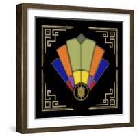 Fan 7 Frame 2 On Black-Art Deco Designs-Framed Giclee Print