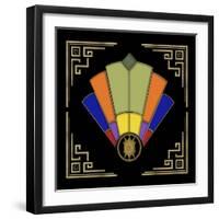 Fan 7 Frame 2 On Black-Art Deco Designs-Framed Giclee Print