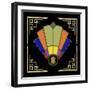 Fan 7 Frame 2 On Black-Art Deco Designs-Framed Giclee Print