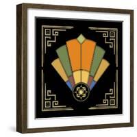 Fan 8 Frame 2 On Black-Art Deco Designs-Framed Giclee Print