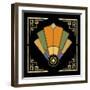 Fan 8 Frame 2 On Black-Art Deco Designs-Framed Giclee Print