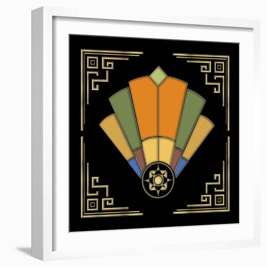 Fan 8 Frame 2 On Black-Art Deco Designs-Framed Giclee Print