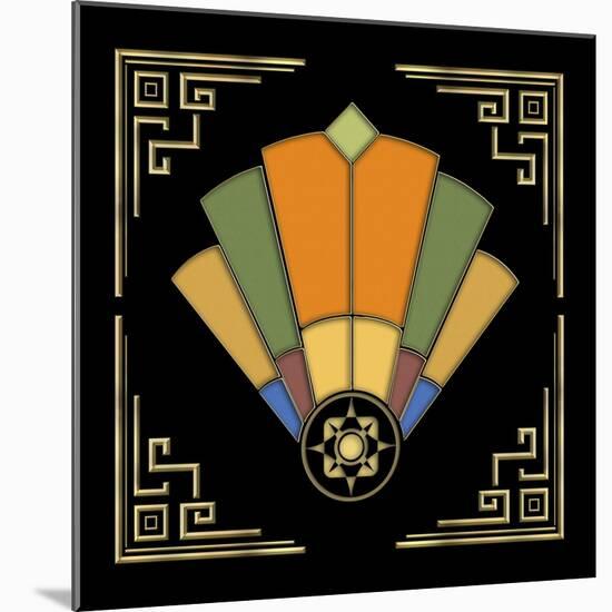 Fan 8 Frame 2 On Black-Art Deco Designs-Mounted Giclee Print