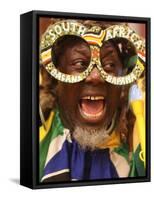 Fan Celebrates in Durban, South Africa During 100-Day Count Down Celebrations to the Fifa World Cup-null-Framed Stretched Canvas