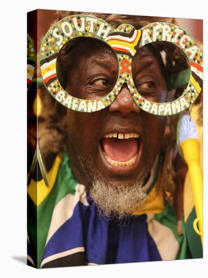 Fan Celebrates in Durban, South Africa During 100-Day Count Down Celebrations to the Fifa World Cup-null-Stretched Canvas